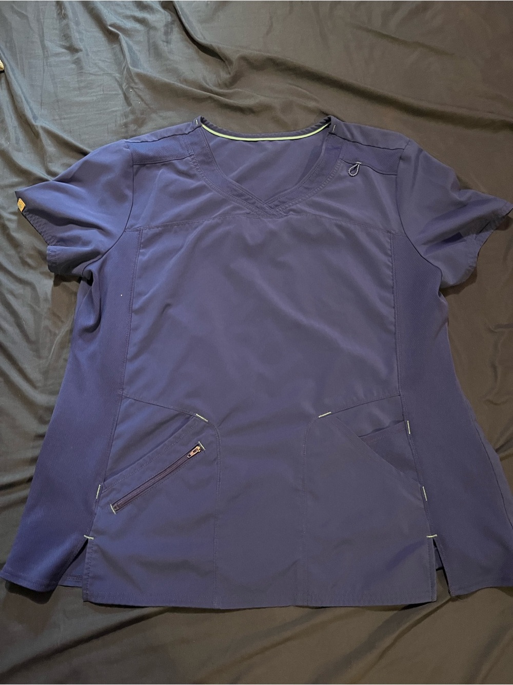 Scrubstar Deep Blue V-Neck Scrub Top with Zip Pocket and Bottom